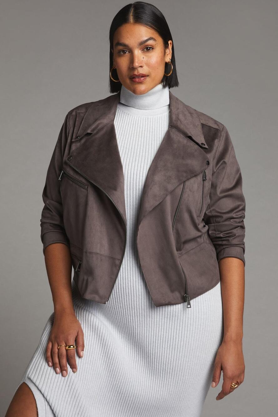 nwt ANTHROPOLOGIE x HUTCH sz XL Faux Suede Moto Jacket